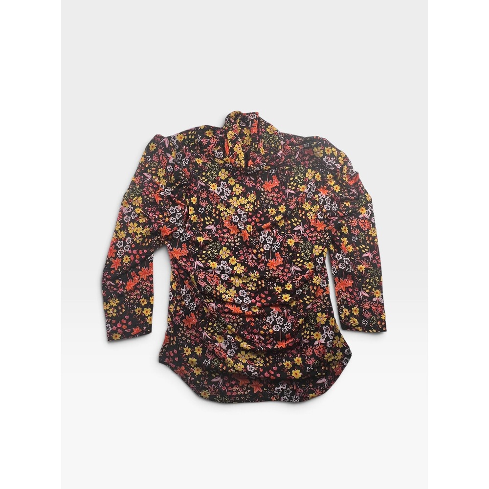 Free People Twyla Ditzy Floral Mesh Turtleneck Top Small Multi Color Long Sleeve